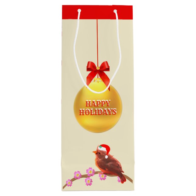 Christmas Little Bird Wine Gift Bag (Back)