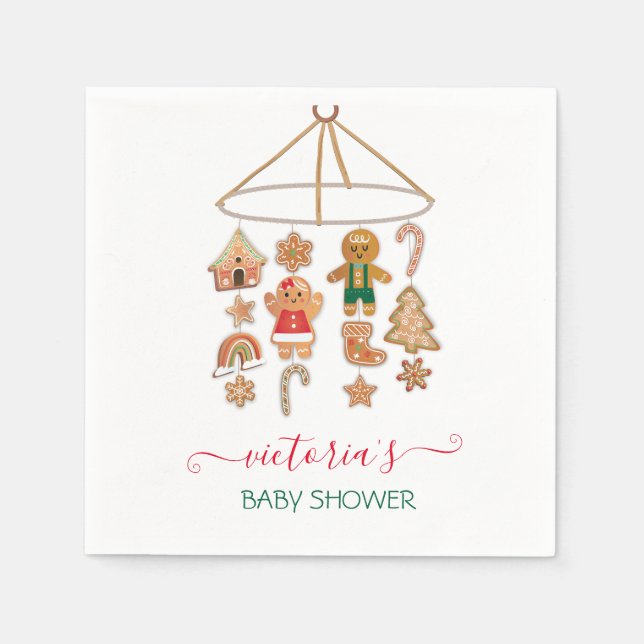 Christmas Little Cookie Moblie Baby Shower Napkin (Front)