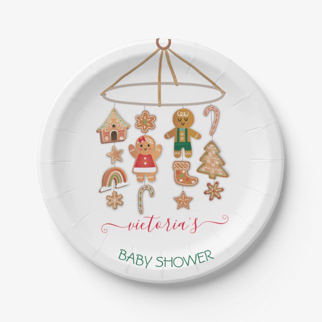 Christmas Little Cookie Moblie Baby Shower  Paper Plate (Front)