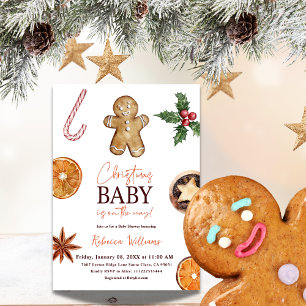 Christmas Little Gingerbread Winter Baby Shower Invitation
