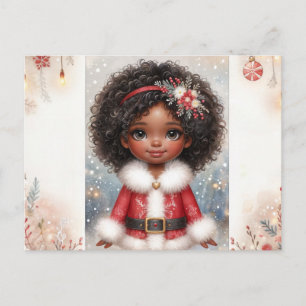 Christmas Little Girl In Santa Dress Holiday Postcard