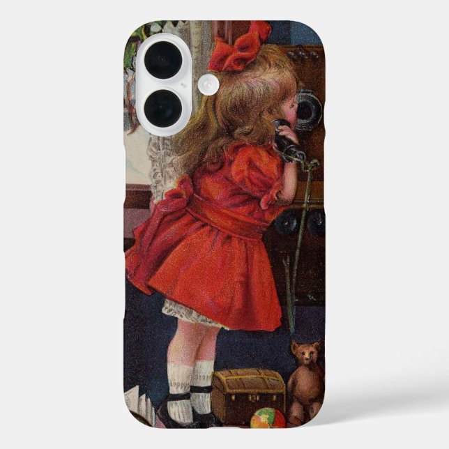 Christmas Little Girl Telephone Antique Case-Mate iPhone Case (Back)