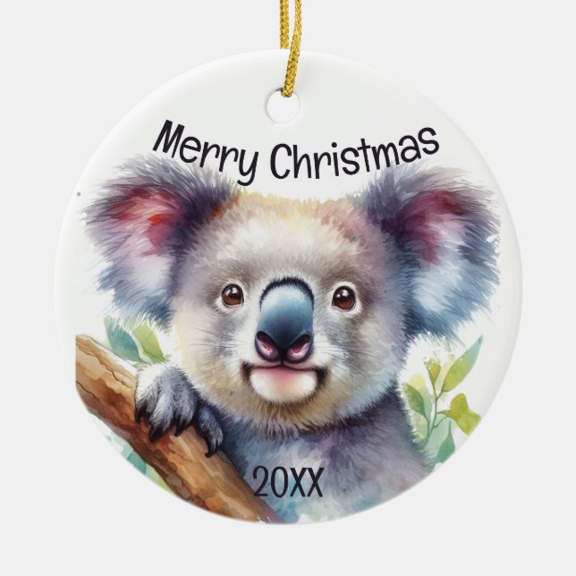 Christmas Little Koala Bear Australian Animal  Ceramic Ornament (Front)