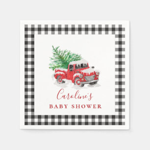Christmas Little Red Truck Baby Shower Napkins