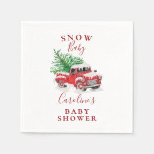 Christmas Little Red Truck Baby Shower Napkins