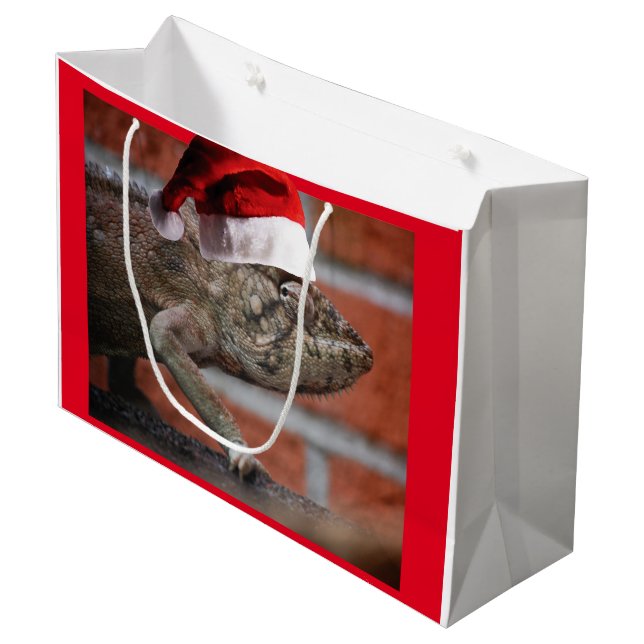 Christmas Lizard Large Gift Bag (Front Angled)
