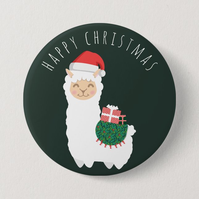 Christmas Llama 7.5 Cm Round Badge (Front)