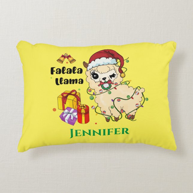 Christmas Llama Accent Pillow (Front)