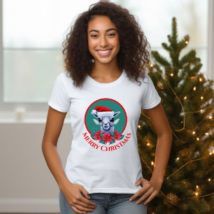 Christmas Llama And Wreath With Text Woman's T-Shi T-Shirt