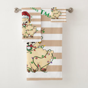 Christmas Llama Bath Towel Set