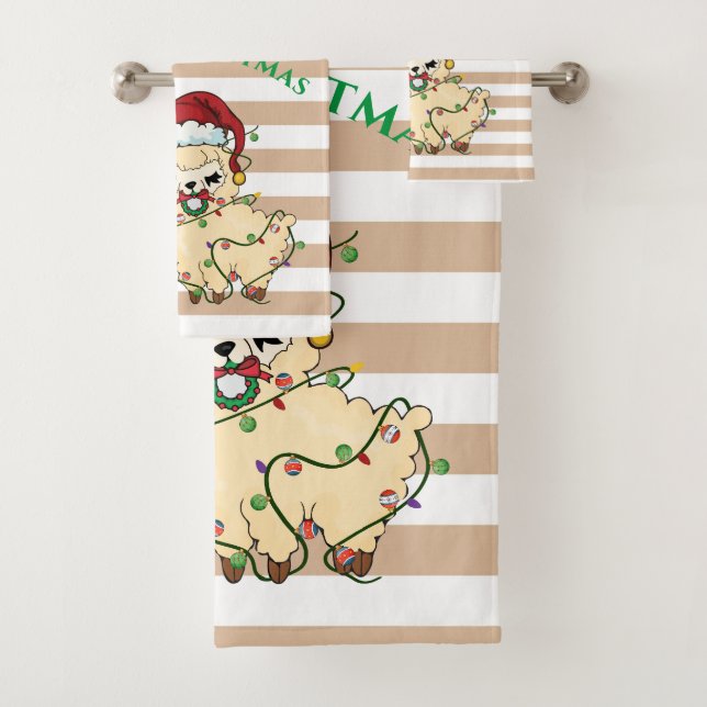 Christmas Llama Bath Towel Set (Insitu)