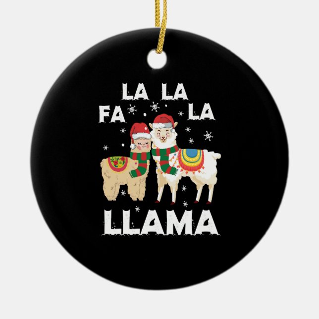 Christmas llama ceramic ornament (Front)