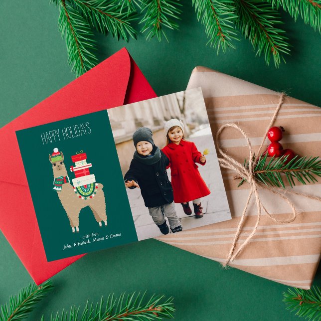 Christmas Llama Custom Photo Holiday Card (Creator Uploaded)