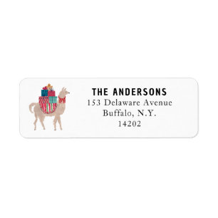 Christmas Llama Cute Zoo Animal Return Address Return Address Label