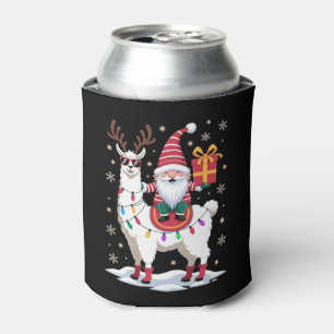 Christmas Llama Gnome Santa Lights Reindeer Xmas Can Cooler