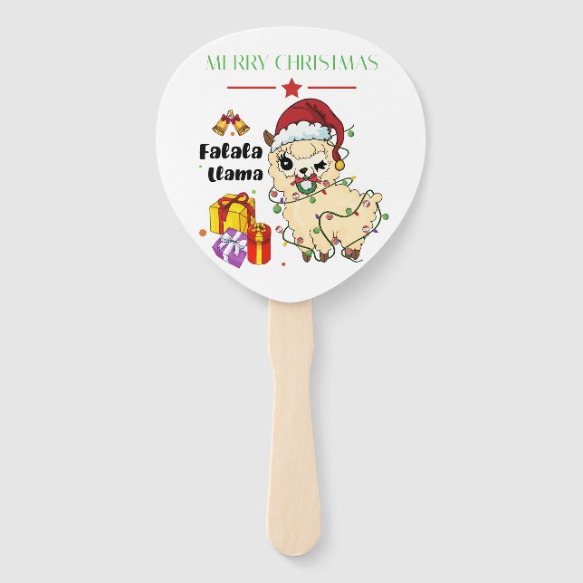 Christmas Llama Hand Fan (Front)