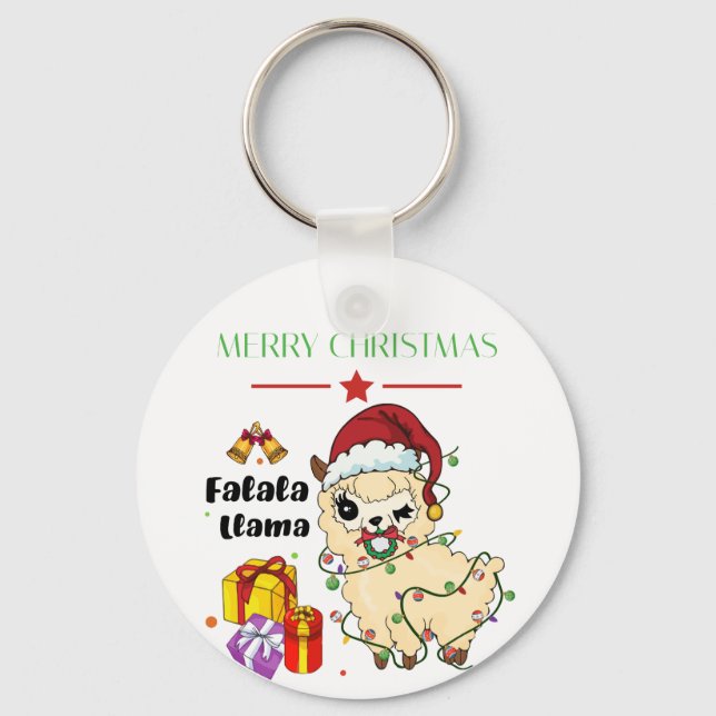 Christmas Llama Keychain (Front)
