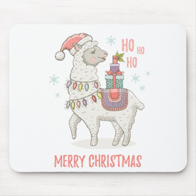 Christmas Llama Mouse Pad (Front)