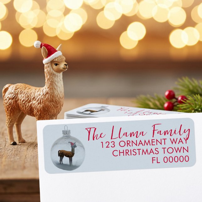 Christmas Llama Ornament Return Address Labels (If you llove llamas and llabels, here's some Christmas Llama Return Address Labels just for you)