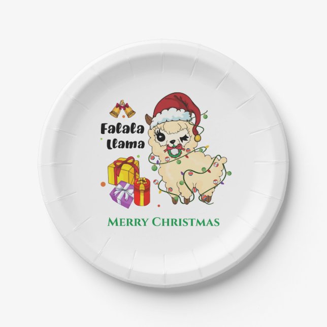 Christmas Llama Paper Plate (Front)