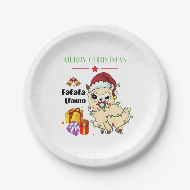 Christmas Llama Paper Plates (Front)
