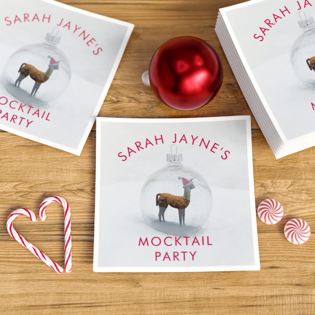 Christmas Llama Party Paper Napkins (Perfect napkins for your Mocktail (and cocktail) Party. Just add your name)