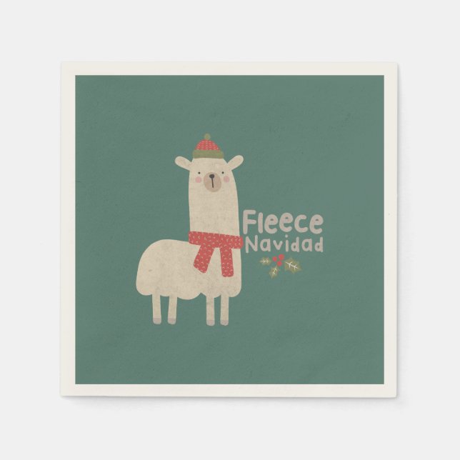 Christmas Llama Pun: Fleece Navidad Napkin (Front)