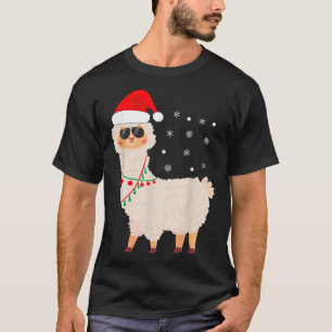 Christmas Llama Pyjamas Alpaca In Santa Hat Kids W T-Shirt