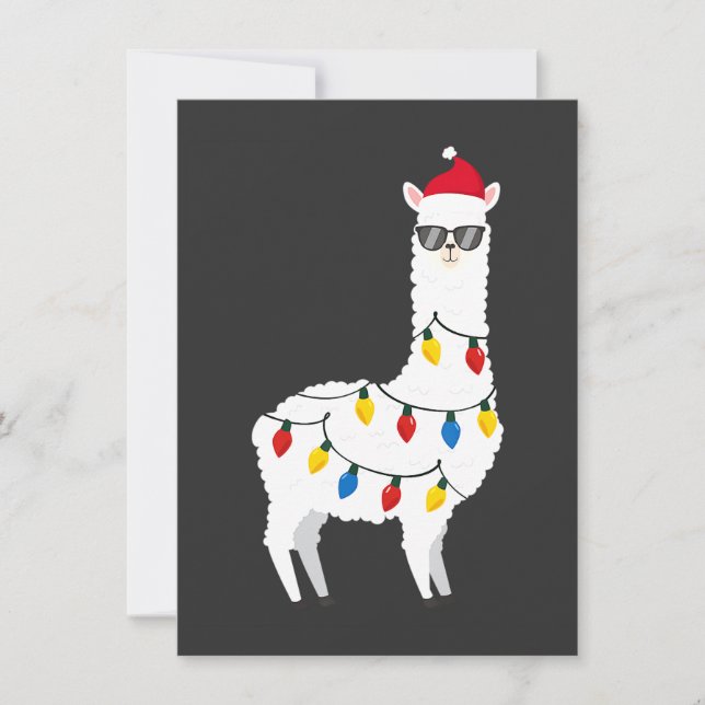 Christmas Llama Santa Hat Sunglasses Alpaca Funny  Invitation (Front)