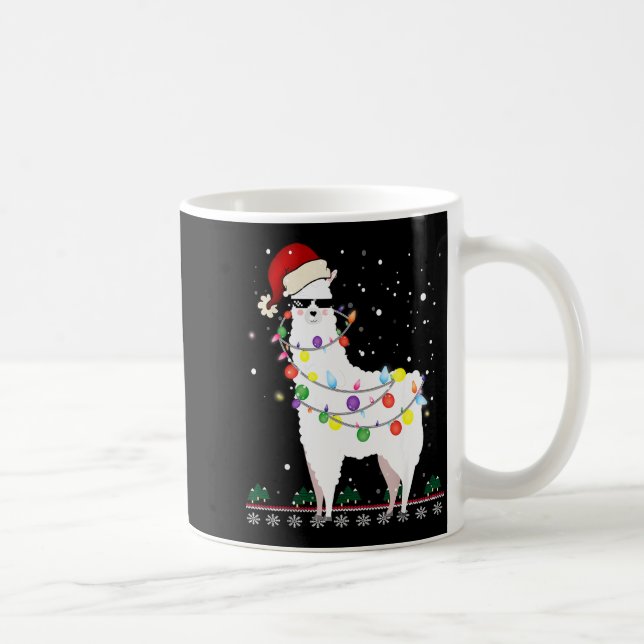 Christmas Llama Santa Hat Ugly Xmas Tree Alpaca Gi Coffee Mug (Right)