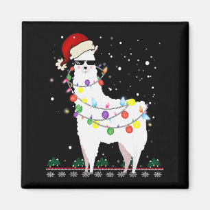 Christmas Llama Santa Hat Ugly Xmas Tree Alpaca Gi Magnet