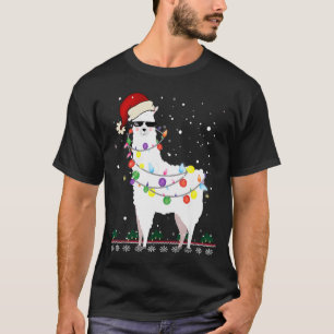 Christmas Llama Santa Hat Ugly Xmas Tree Alpaca Gi T-Shirt