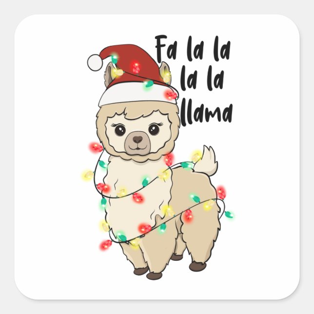 Christmas Llama Square Sticker (Front)