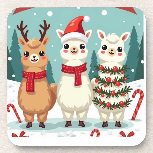 Christmas Llamas Parade  Coaster (Front)