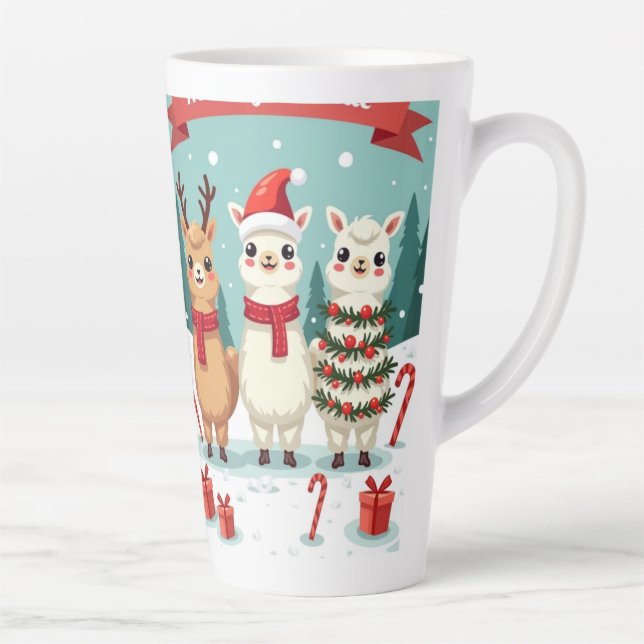 Christmas Llamas Parade  Latte Mug (Right)