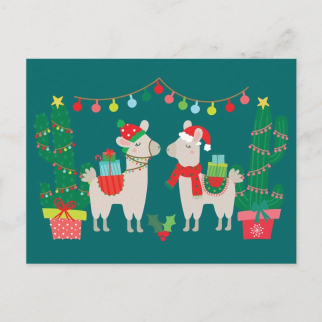 Christmas Llamas Postcard (Front)