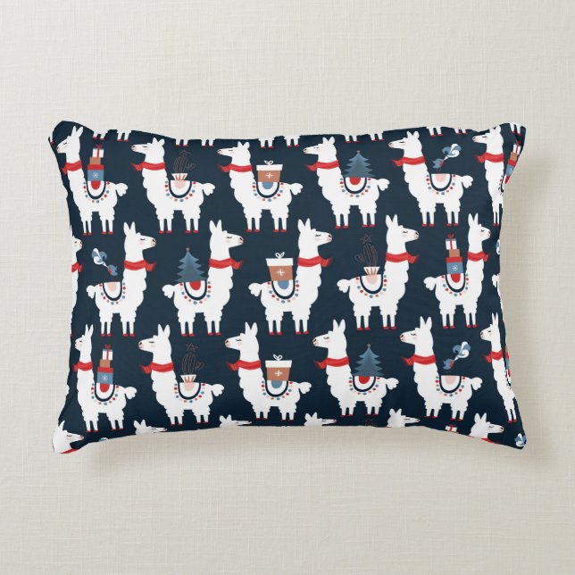 Christmas llamas seamless pattern decorative cushion (Front)