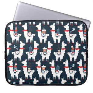 Christmas llamas seamless pattern laptop sleeve