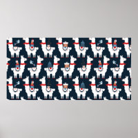 Christmas llamas seamless pattern