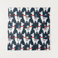 Christmas llamas seamless pattern