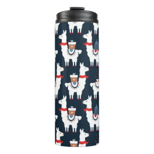 Christmas llamas seamless pattern thermal tumbler