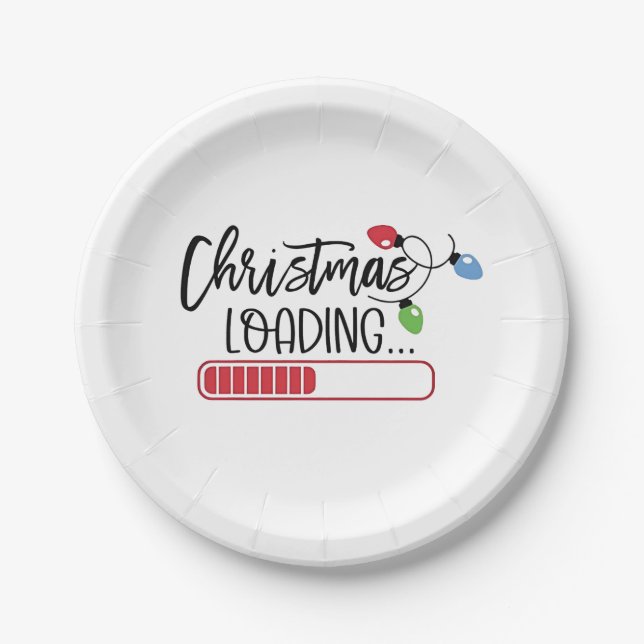 Christmas Loading Xmas Lights  Paper Plate (Front)