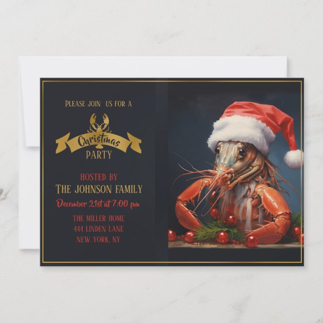 Christmas Lobster Invitation (Front)