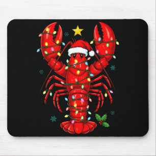 Christmas Lobster With Santa Hat Funny Holiday Mouse Pad