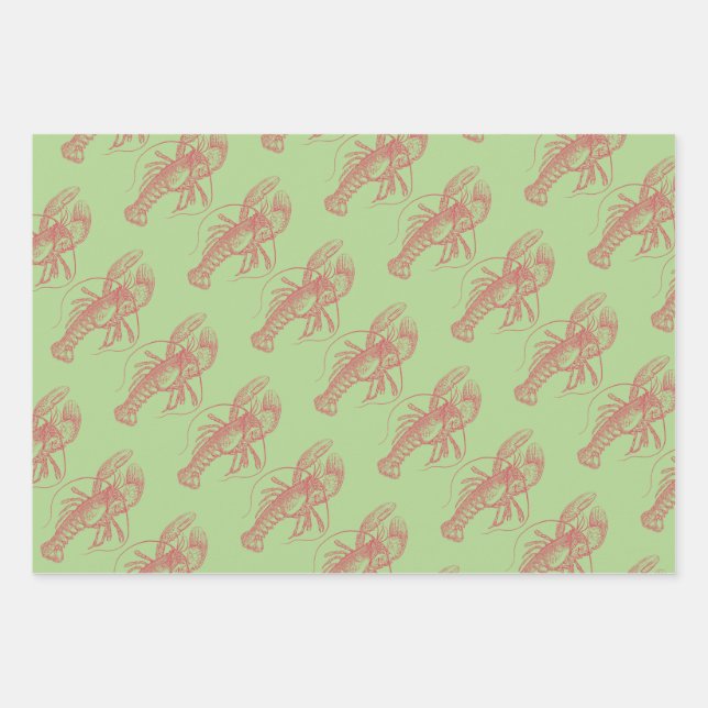 Christmas Lobster Wrapping Paper Sheet (Front)