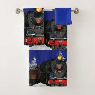 Christmas  Locomotive Train / Bath Towel Set