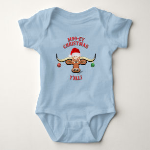 Christmas Longhorn Steer Baby Bodysuit