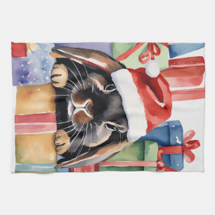 Christmas Lop Bunny Rabbit Tea Towel