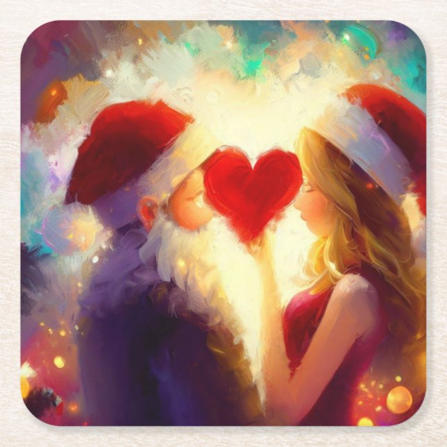 Christmas Love 1 Square Paper Coaster (Front)