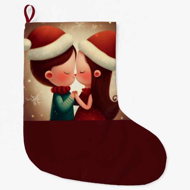 Christmas Love 2 Large Christmas Stocking (Front)